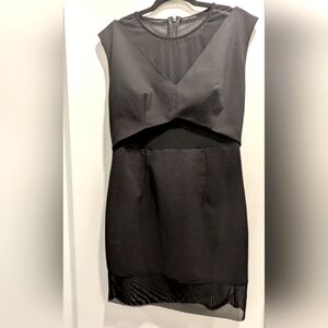 French Connection Black Cocktail Dress With Mesh Detailing